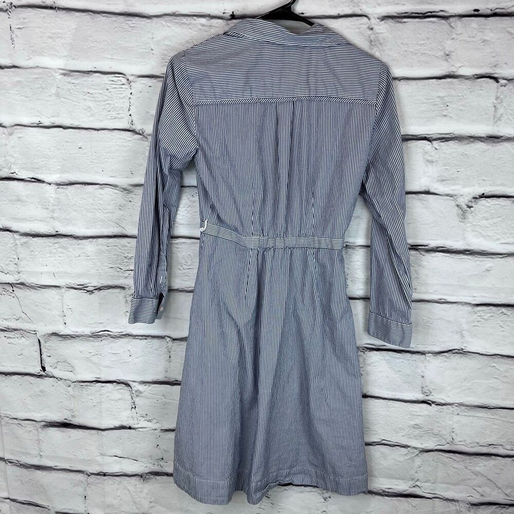 J.Crew Blue White Stripe Shirt Dress Button Front Long Sleeve Size 2 - Picture 6 of 6
